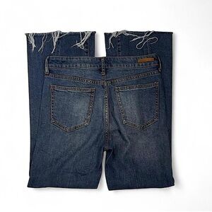 Pilcro and the Letterpress Women's 26 High Rise Flare Jeans Med Wash Distressed